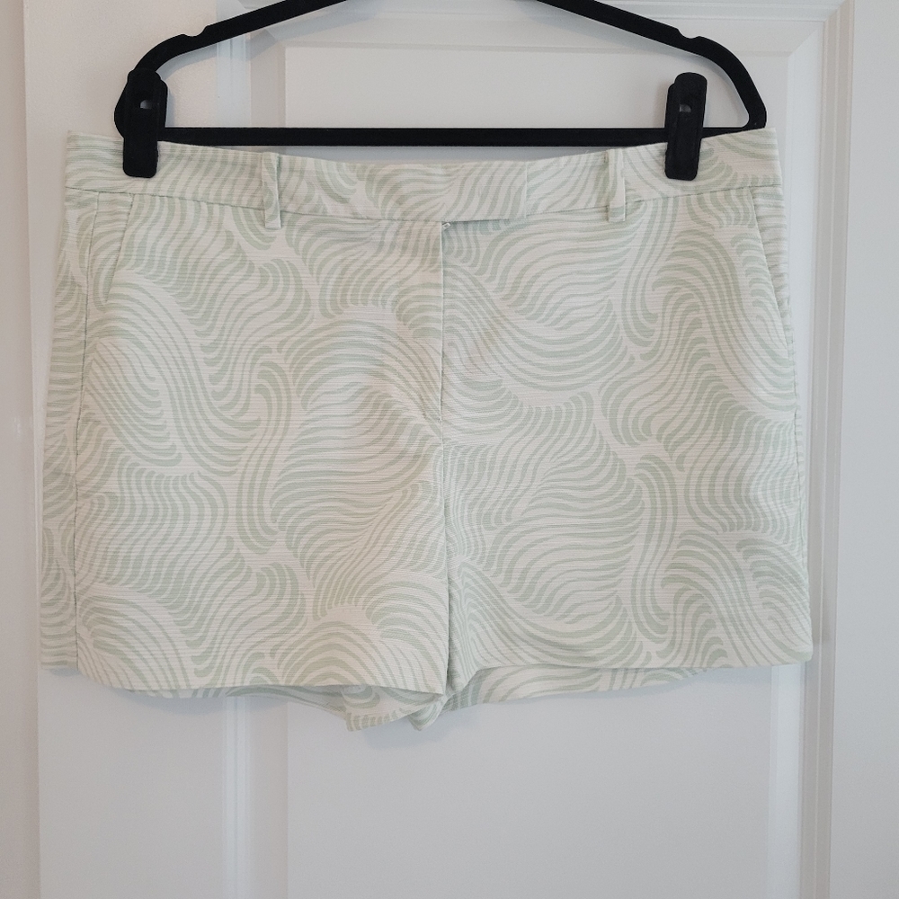 Ann Taylor Printed Metro Short Size 14 Color Mint Green & White